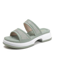 Sandalia sandalias con diamantes de agua, zapatos arrastrados con una palabra, novedad de verano 2025, estilo de tacón grueso con pendiente inferior, zapatillas frescas con punta abierta para - details 4