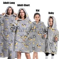Sudaderas con capucha de gran tamaño para niños y mujeres, sudaderas con capucha de Panda, oso, aguacate, León, dibujos animados, Halloween, familia, mantas largas de TV, invierno, nuevo - details 14
