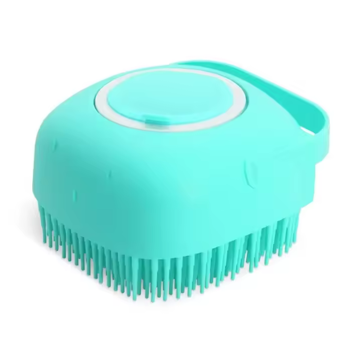 Cepillo de champú para perros y gatos, Cepillo de masaje, depurador de aseo para baño de pelo corto, goma de silicona suave - 1