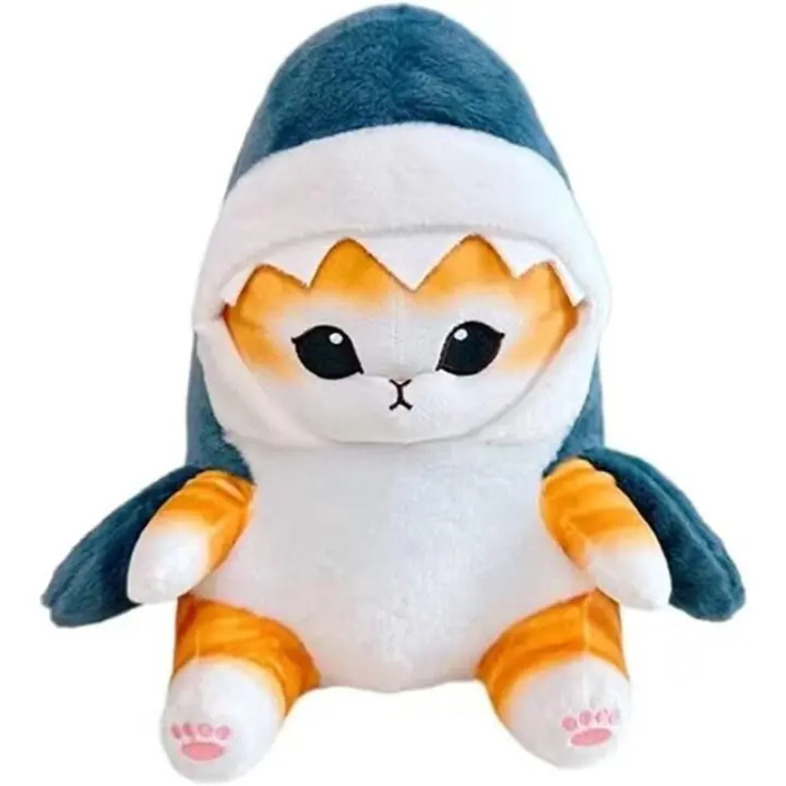 Muñeco de peluche de tiburón y gato para niños y niñas, bonito gatito Kawaii de 8 pulgadas, regalo Ideal - 1