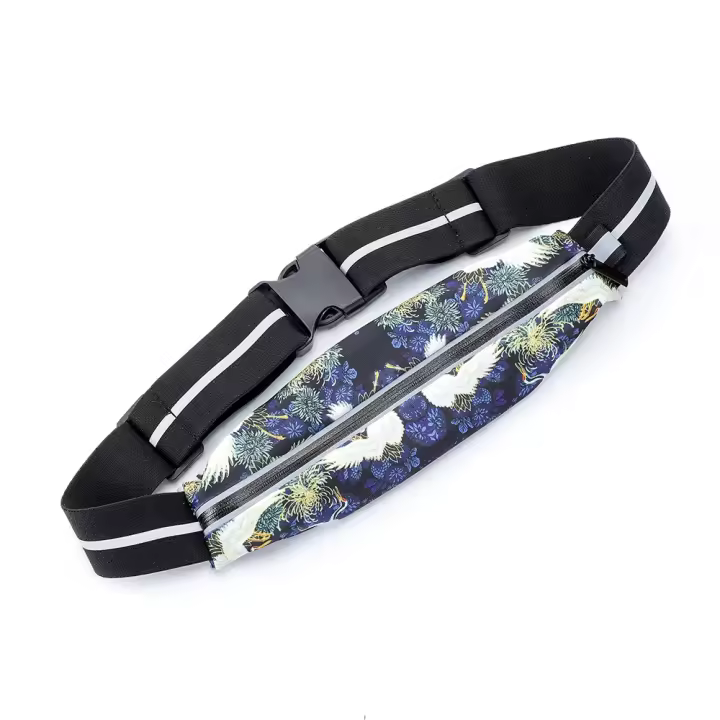 Riñonera de nailon para correr, soporte para teléfono, riñonera deportiva reflectante, riñonera ultraligera con cremallera para correr, teléfono móvil - 1