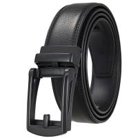 Cinturón de Negocios de Cuero Genuino BUNO Tamaño Grande Hebilla Automática de Metal Negro - details 6