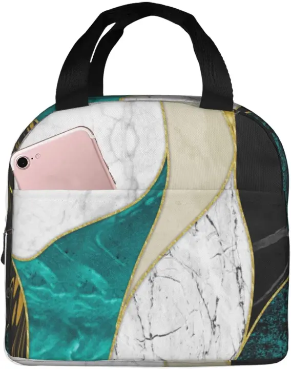 Bolsa de Almuerzo Aislada de Marble Esmalte Pintura Abstracta de Acuarela - 1
