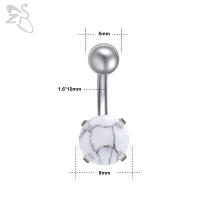 ZS-Anillo de Ombligo de acero inoxidable para mujer, Piercing redondo, joyería de Ombligo, cristal de corazón, 14G, 1 unidad - details 9