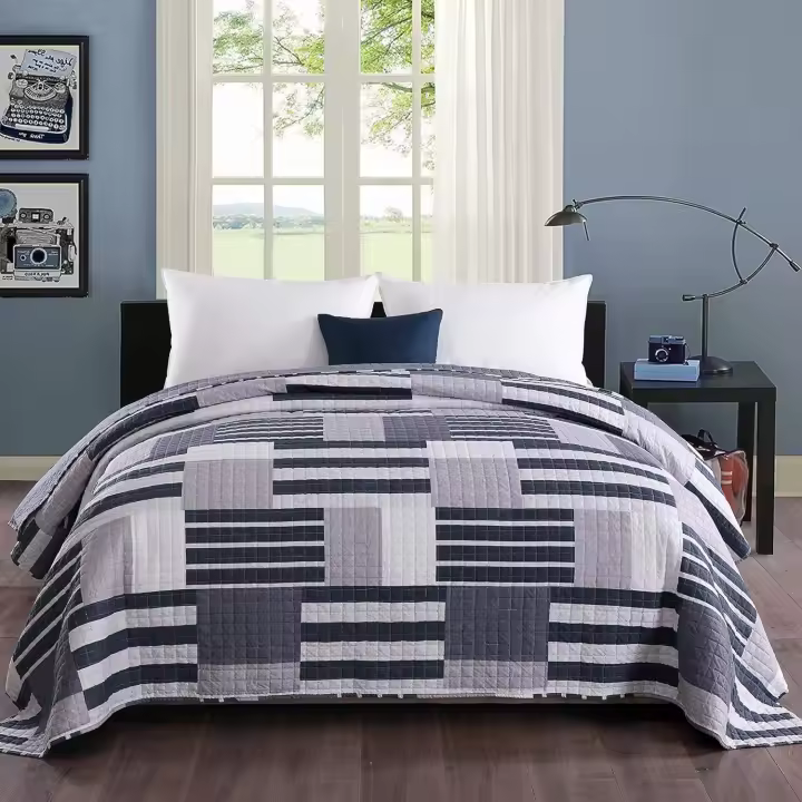 WOLTU ®   Manta de cama, cubrecama, manta de retazos, diseño de retazos, manta de cama, manta de doble, forrada y estampada, 240x260 cm - 1