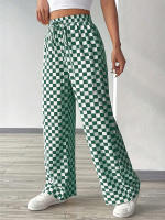 Primavera verano nuevo tablero tablero recto pierna ancha pantalón poliéster mujer - details 0