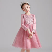 Vestido de noche para niñas con falda abullonada de malla con bordado de estilo nuevo para niños - details 38