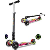 Patinete de Tres 3 Ruedas,Patinete de 3 Ruedas Scooter con Led Luces Manillar Altura Ajustable 67-80cm con Freno Posterior para Niños - details 3