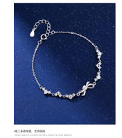 S999 Pulsera con lazo de circón brillante, joyería de plata pura, ligera, versátil, elegante y dulce para chica - details 4