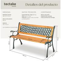 Banco de Jardín Exterior, Madera Lacada y Hierro Fundido, Diseño Elegante, Resistente y Estable, Patio y Terraza - Cruzado - details 1