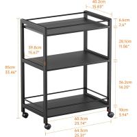 Bar de 3 Niveles, Carro de Bebidas con Ruedas y Estantes, Carrito de Bar rodante para Cocina Hogar Salón, Marrón Rústico y Negro - details 11