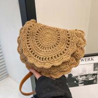 Bolso tejido con hilo de algodón con borde de flores, bolso cruzado de paja Retro ahuecado, bolso tejido de estilo étnico con perlas transpirables para uso diario - details 9