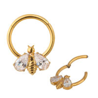 ASTM-pendientes Piercing F136 de abeja de titanio con bisel, aro de segmento de CZ, segmento con bisagras, para nariz, Tragus, hélice, Labret - details 4