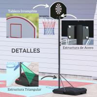 Canasta de Baloncesto Portátil Ajustable de Altura Juego de Baloncesto al Aire Libre con Tablero de Dardos Aro de Baloncesto Negro para Adolescentes y Adultos - details 7