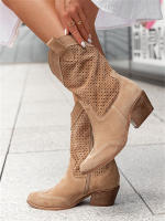 Nuevo producto botines de mujer de gamuza quemada con tacón medio y caña baja estilo marina - details 11