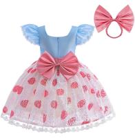 Vestido de princesa rosa para niñas, ropa de verano con mangas volantes y lentejuelas, disfraces de Carnaval de Halloween para niños - details 2