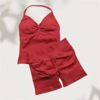 Conjunto de Yoga sin Costuras para Mujer Tanga Largas con Cordones Ropa de Gimnasio de Verano - details 11