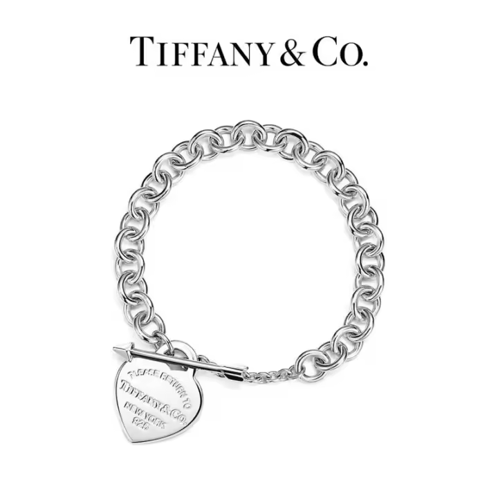 ΤΙΦΑΝΗ ™ Pulsera Return To Lovestruck Heart Tag en plata, diseño de hebilla en forma de flecha combinado con colgante en forma de corazón - 1