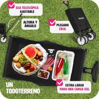 Carro Plegable para Jardín, Carro Transporte en Acero, Carrito Playa con Asa Telescópica, Carretilla Jardín con Lona Extraíble, Carro Camping Multiuso con Bolsa Transporte, Carga 80 kg, Negro - details 4