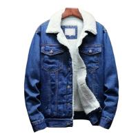 Chaqueta vaquera para hombre con forro de terciopelo, chaqueta resistente al frío de color sólido, chaqueta vaquera de un solo pecho para invierno, ropa de calle - details 11