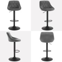 Taburete de Bar de Terciopelo Altura Ajustable, Giratorio, Poltrona de Cocina, Diseño Gris Oscuro - details 8