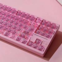 Pink Transparent Theme Keycap 114Key PC Custom Original Girl Cherry Profile Gaming Key Cap for nical Keyboard - details 2