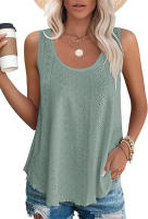 BUNO-2025 Novedad de verano, camisas para mujer, cuello redondo, sin mangas, Color sólido, camisetas sin mangas informales holgadas, blusas blancas para fiesta en la playa, camisas para mujer - details 21