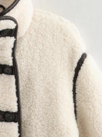TRAFZA-chaquetas cálidas para mujer, abrigos gruesos de manga larga con cuello redondo, de una sola botonadura, a la moda, para invierno, 2024 - details 4