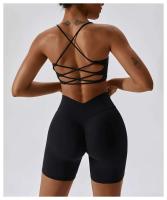Top de Sport de Corset U-Shaped de Color Sólido Lato Cruzado de Múltiples Correas para Mujeres - details 4