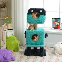 PAWZ Road 2 en 1 Árbol para gatos con postes rascadores de sisal, condominio acogedor, pequeño árbol para gatos de interior, linda casa de cama para gatos, juguetes para mascotas - details 10