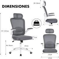 Silla de Oficina Giratoria con Ruedas Transpirable, Ajustable, Soporte Lumbar para Hogar y Oficina - details 11