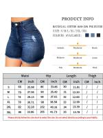 Pantalones cortos de mezclilla de cintura alta de verano para mujer, pantalones cortos ajustados con agujeros rasgados y elásticos - details 0