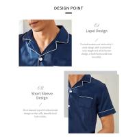 Conjunto De Pijama Para Hombres Verano Cómodo Casual Camisa Corta Con Shorts Dos Piezas Ropa De Dormir Estilo Básico Material Poliéster Y Elástico - details 4