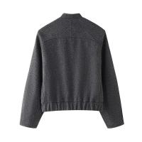 Elegante Abrigo de Lana Sólida para Mujer Cuello Redondo, Manga Larga, Ajuste Suelto, Moda de Ciudad Urbana de Otoño 2024 - details 29