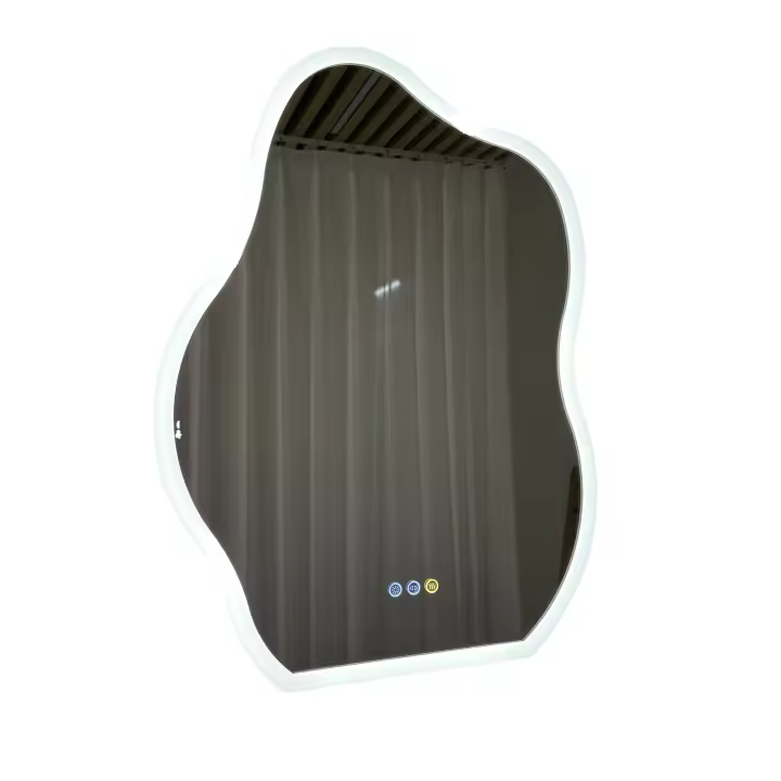 Espejo de baño LED irregular de nube con luces, espejo LED para baño, iluminado, antivaho, regulable, 3 colores ajustables, CRI90+, botón táctil - 1