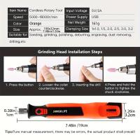 JANGKLIFE 74PC Kit de herramientas rotativas inalámbricas, bolígrafo de grabado recargable con batería de 2000 mAh, carga USB, velocidad variable para desbarbado, amolado, pulido, incluye accesorios y complementos. - details 2