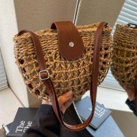 Bolso tejido de paja Retro de verano para mujer, bolso de playa para vacaciones en la playa, bolso de hombro tipo bandolera, bolso tejido para sillín de axila - details 0