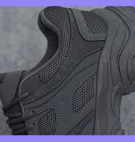 Puro negro zapatos de los hombres primavera 2025 nuevo trabajo trabajo seguro laboral zapatos antideslizantes y resistentes al desgaste de los hombres correr deportes papá zapatos suela gruesa - details 0