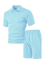Los hombres de verano de manga corta Traje de Jacquard Casual Sports Hombres Slim Lapelado POLO Camisa de manga corta Traje - details 5