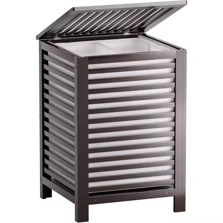 cesta de lavandería doble con tapa, cesta de lavandería de bambú de 120L con bolsa de revestimiento extraíble, clasificador de lavandería divisor de ropa de 2 secciones - 1