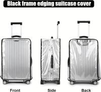 3 fundas para equipaje, funda gruesa de PVC transparente para maleta, 50,8 cm, 60,96 cm, 71,12 cm, funda protectora para maleta, impermeable, a prueba de polvo, antiarañazos para maleta de equipaje de viaje - details 2