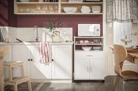 Mueble Auxiliar de Cocina Aparador Auxiliar Bajo de Cocina para Microondas con 2 Puertas y 1 Cajón L59 x P40 x H92 cm FSB09-W ES - details 8