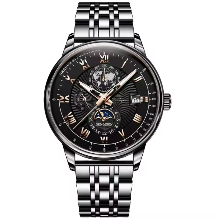 Reloj reloj de cuarzo ultra fino a prueba de agua brillo calendario - 1