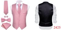 Chaleco de diseñador para hombre, chaleco de satén de seda Lisa verde oscuro, pajarita, pañuelo, traje Formal de boda para hombre, chaqueta sin mangas Barry Wang - details 60