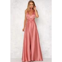 Vestido largo de seda de Color sólido profundo de Amazon, vestido de noche sin mangas de nuevo estilo de verano para mujer para banquetes - details 2