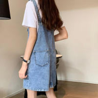 Rimocy 2024 verano Denim vestido general mujeres coreano sin mangas Jeans vestidos femeninos Casual suelta Spaghetti Strap Mini vestido - details 2