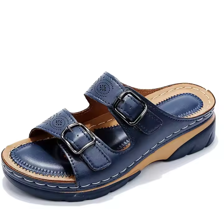 Sandalias de Plataforma de Talla Grande para Mujer Zapatos de Punta Cerrada con Doble Hebilla - 1