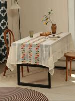 Decoración rural retro de lino rectangular, mantel transparente ENCE, se puede utilizar como decoración para bodas, picnics y - details 0