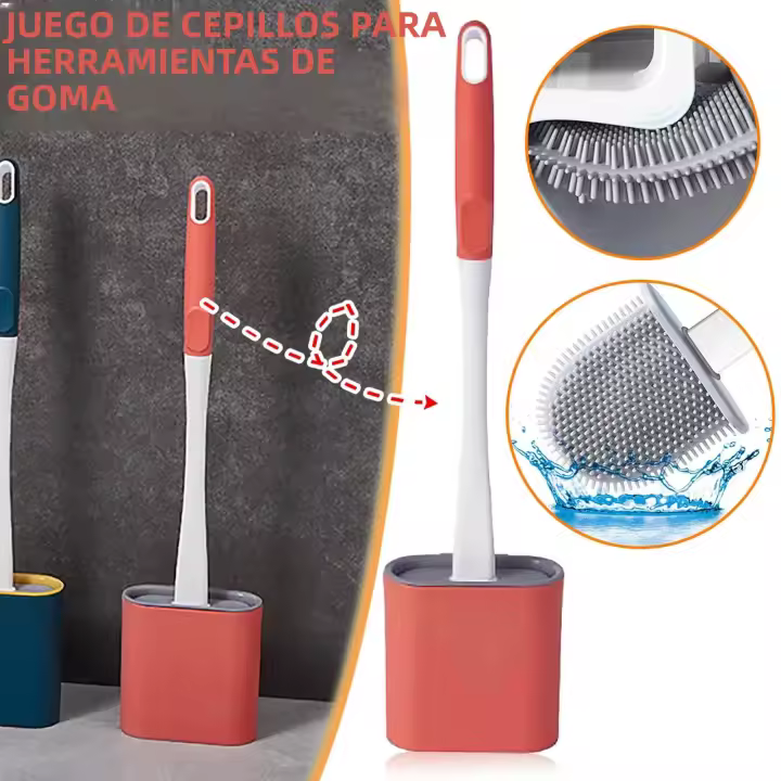 Cepillo de Limpieza de Inodoro de Silicona Cabeza Plana Suave y Flexible para Baño y Cocina - 1