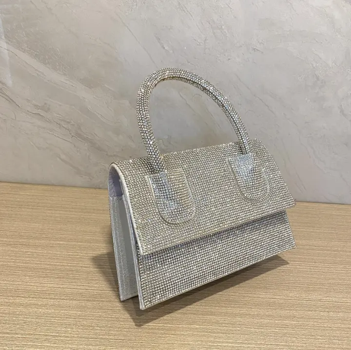 Bolso de plata con diamantes de imitación completo Bolso de noche de banquete de celebridad de moda - 1